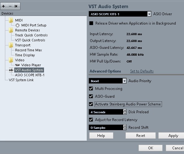 Cubase AIO settings