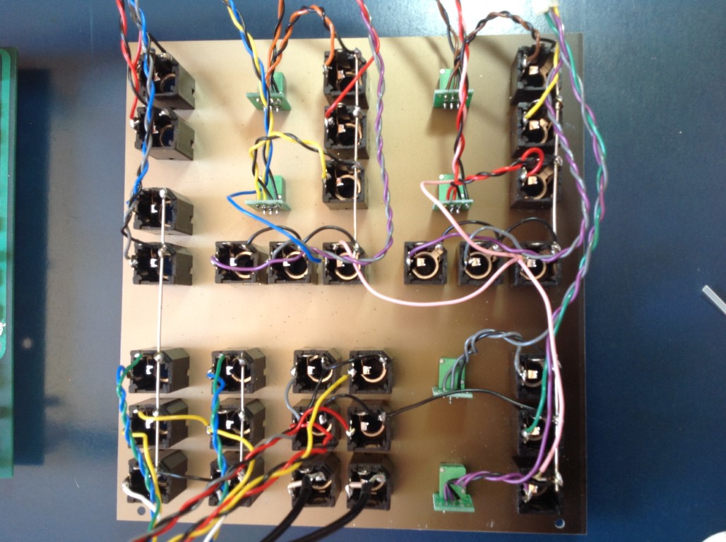 6a IO Panel after wiring - before swapping the 2 purple wires on bottom right VCF CV2 pot which are incorrectly placed in this photo (Medium).JPG