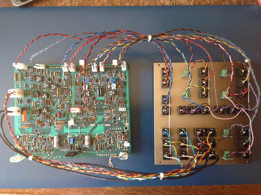 6b SEM & IO Panel after wiring - before swapping the 2 purple wires on bottom right VCF CV2 pot which are incorrectly placed in this photo (Medium).JPG