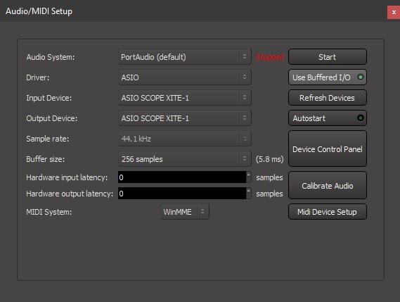 PortAudio-Scope-44-1Khz Select Buffered I/O