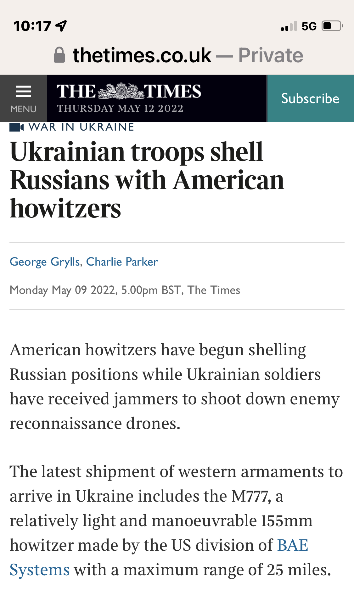 US Howizers live in Ukraine