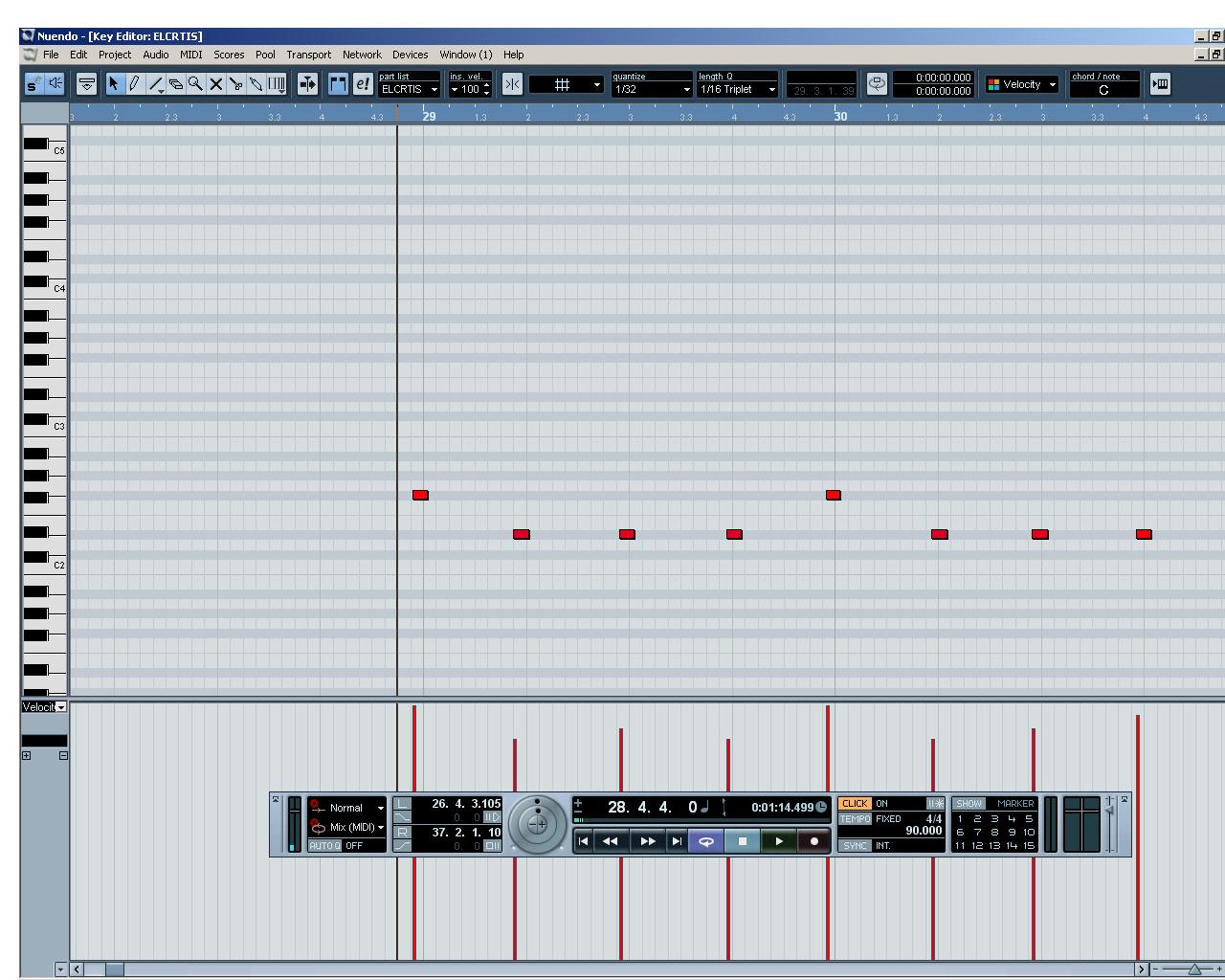 playing with click (beeps)<br />during the record is ok<br />but after rec ,,,, midi notes appear before (not delay)