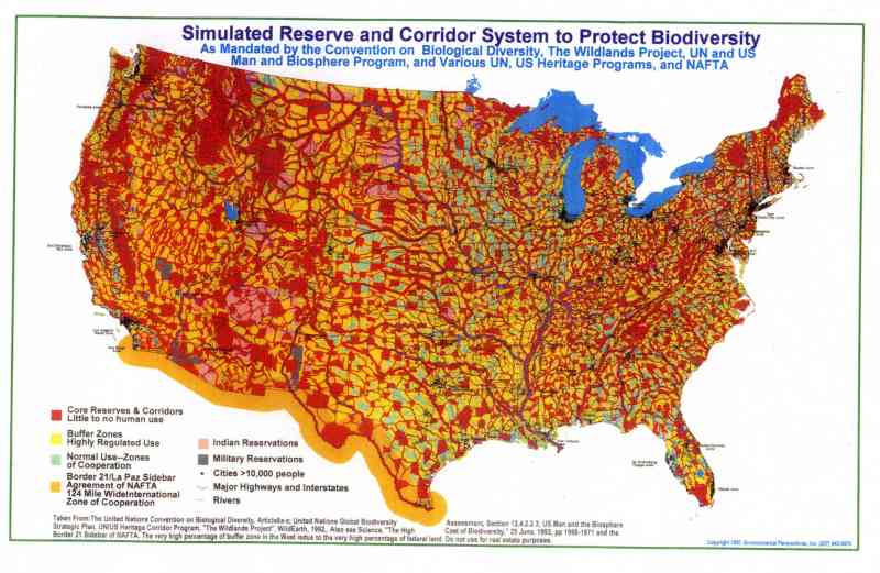 this is an Agenda 21 map for the USA showing the areas that people will be excluded from. this is the exact story that is in the movie Soylent Green, not that i'm worried. :)